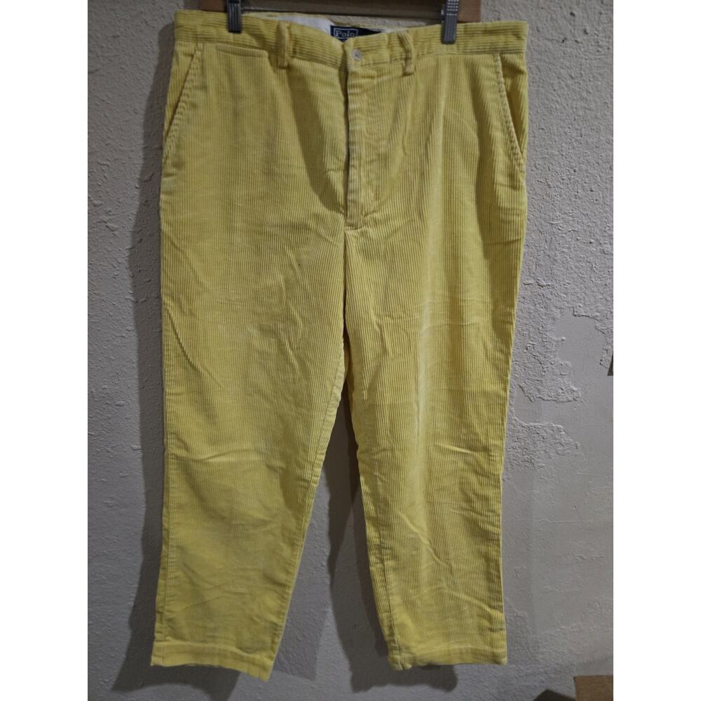 Polo by Ralph Lauren Mens Corduroy Pants, Size 35x30 Preston Fit Cotton, Yellow